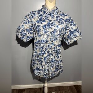 Columbia Blue and White Floral Shirt